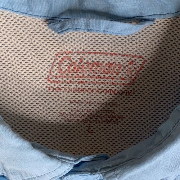 Coleman Outdoor Co. Camping Shirt Mens L Blue Button Down Vented Hiking Fishing - Picture 8 of 13